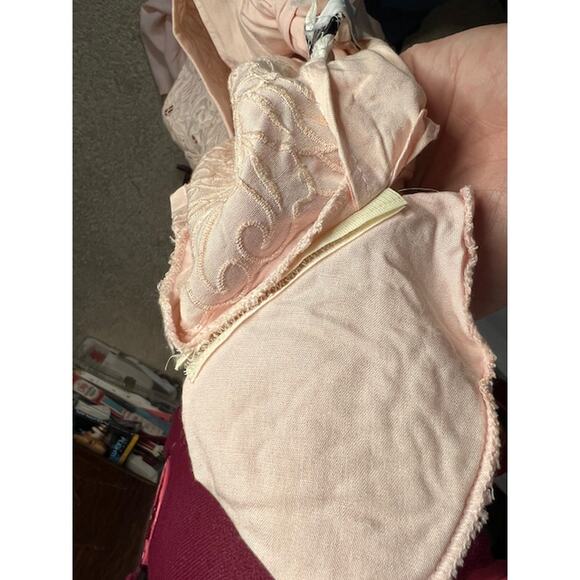 dress cutwork lace pink vintage romantic shoulder pads - Picture 10 of 11